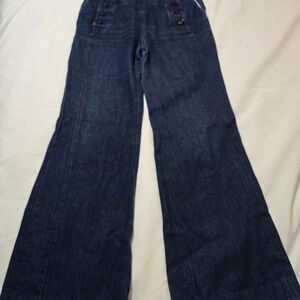 Sandro Navy Flared Wide-Leg Jeans